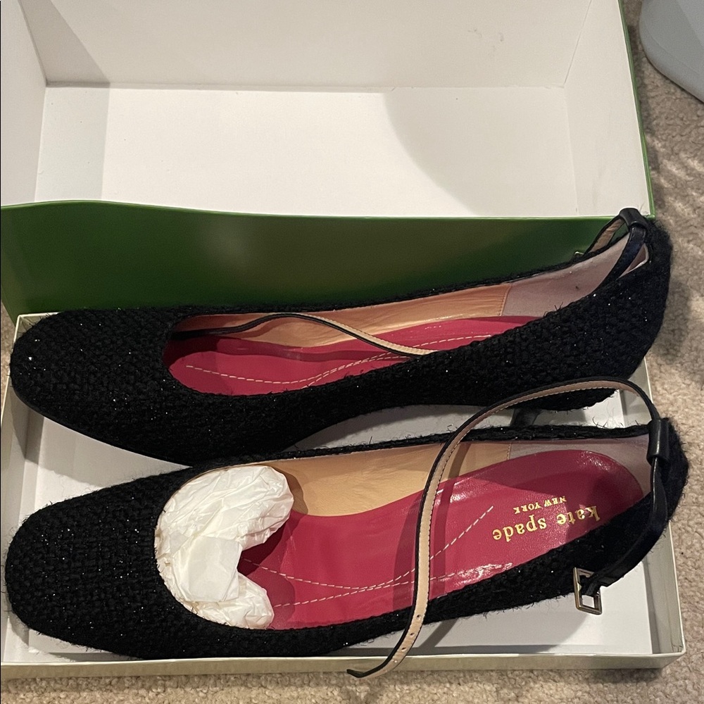 Kate Spade Black Textured Flats